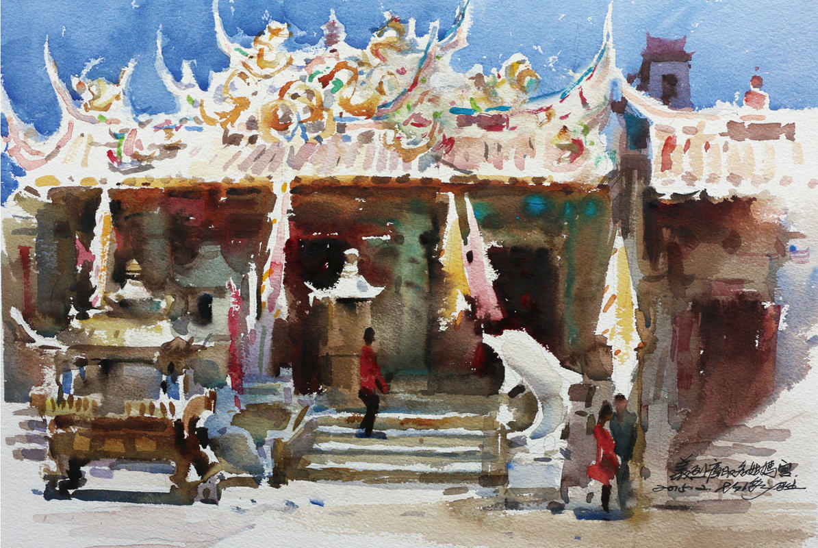 74 石增琇 姑妈宫 56cm×38cm 2015年 水彩 缩图