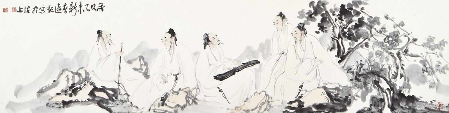 抚琴听者知音 34×138cm 约4平尺