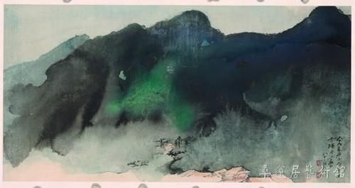 此为1980年，大千特作泼彩山水画一幅，以重金托人辗转送至方介堪处
