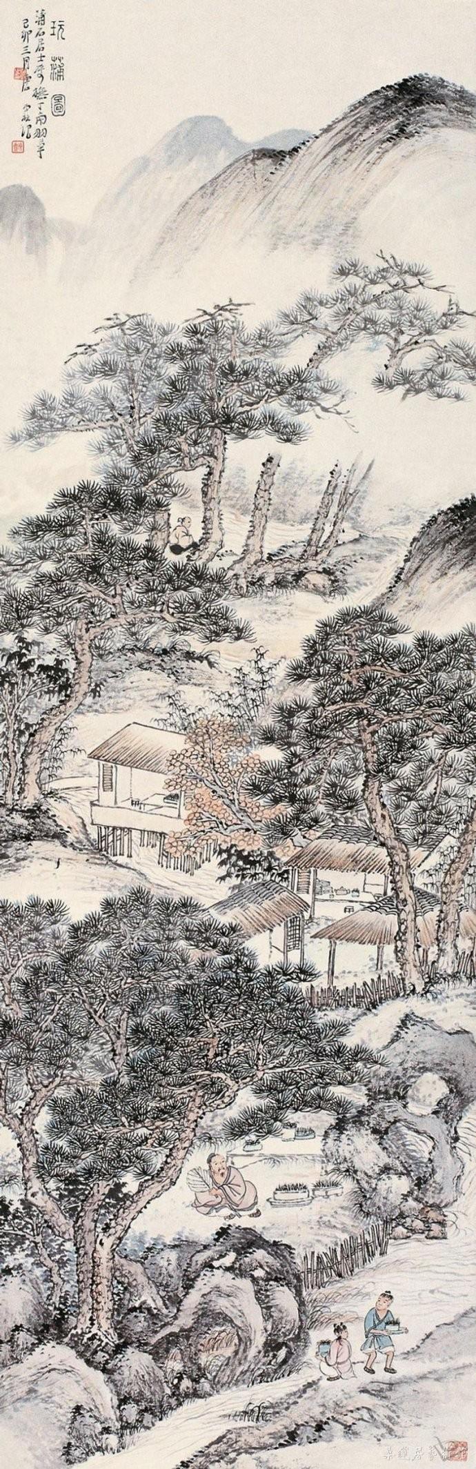 唐云 玩蒲图