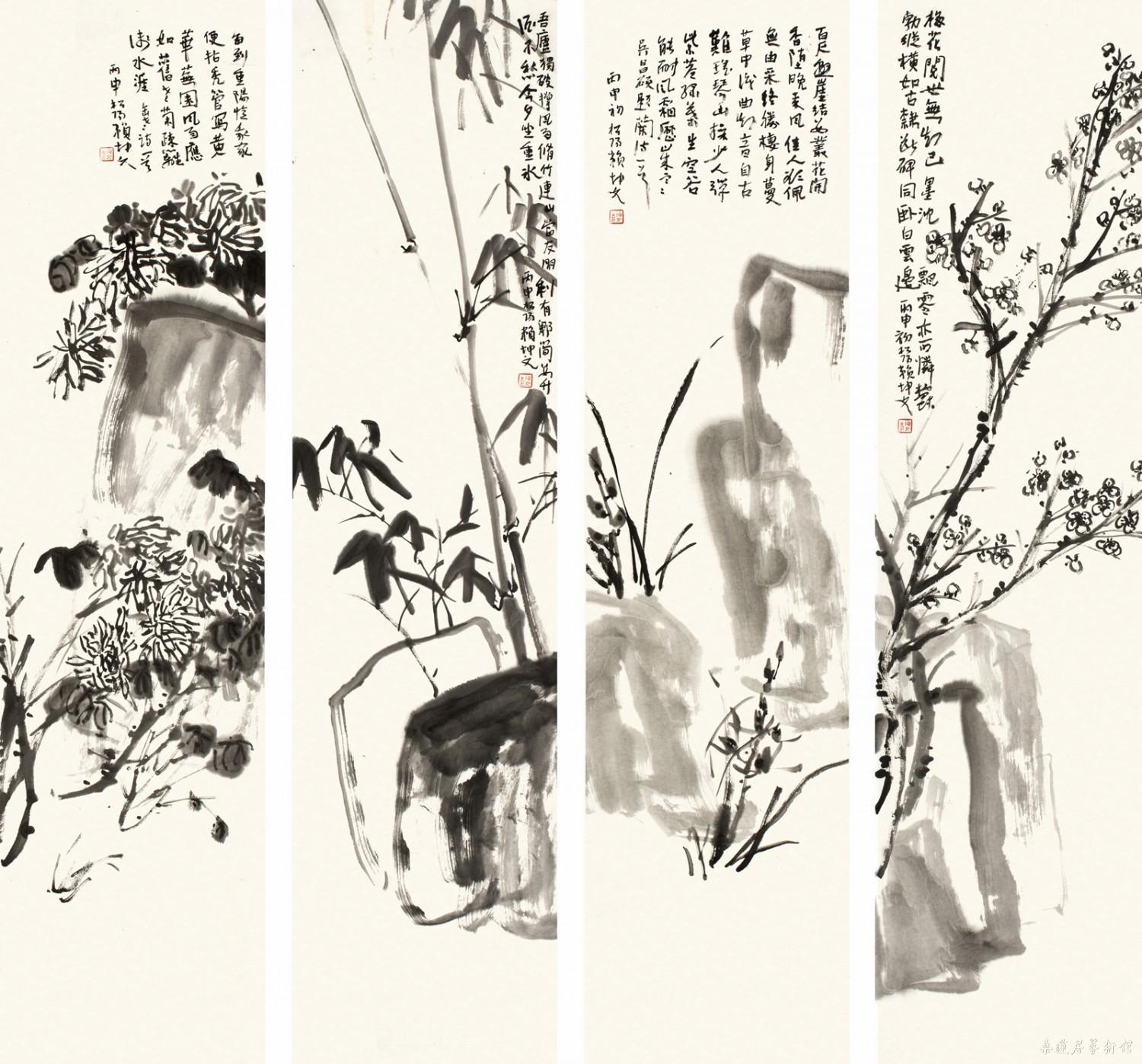 四君子四屏 136×34cm×4 缩图