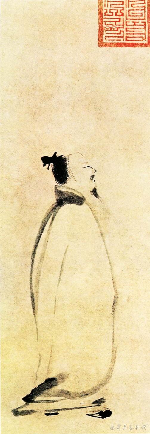 (南宋)梁楷《太白行吟图》立轴纸本墨笔 纵81．2厘米 横30．4厘米 (日)东京国立博物馆藏