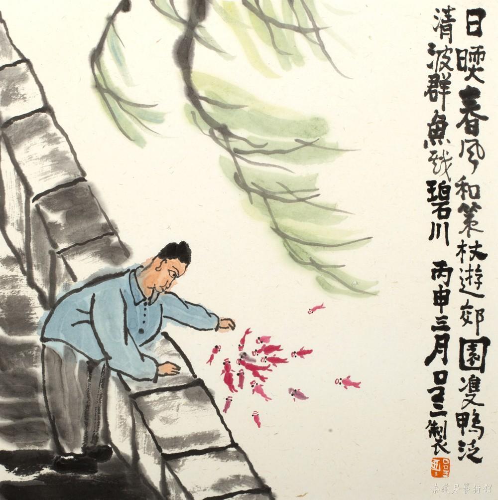 吕三 35×35cm 策杖游郊园 缩图