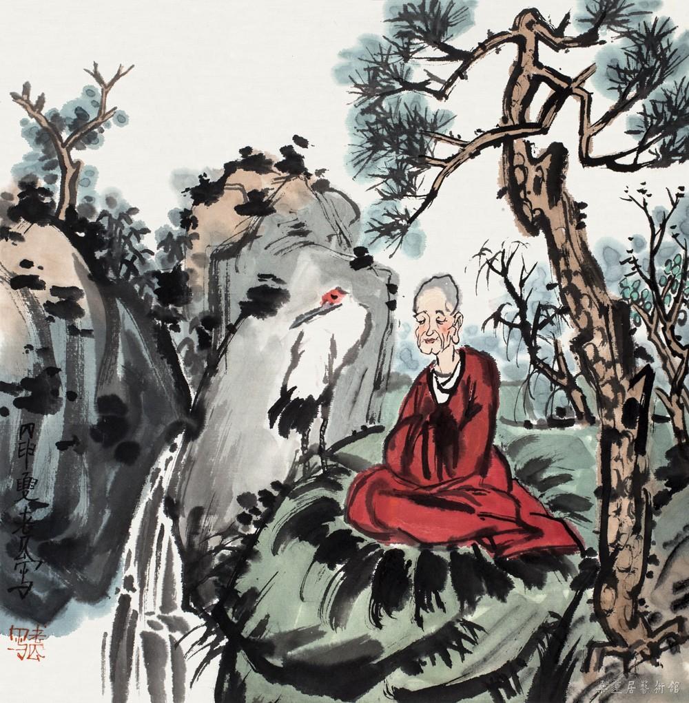 老瓜 松下坐禅图 35×35cm 缩图