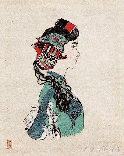 阿诗玛像（撒尼族叙事长诗《阿诗玛》插画） 水印套色木刻 1956年