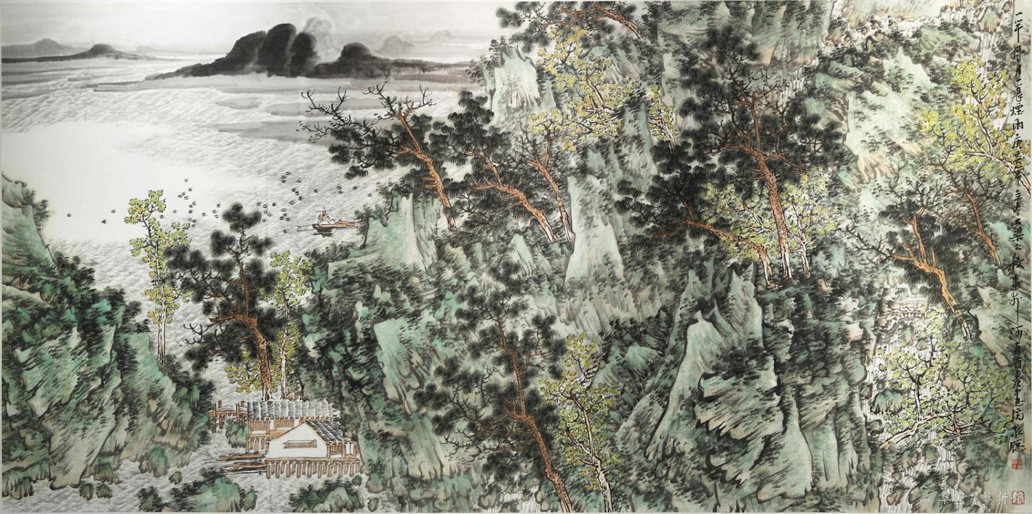 谢冰毅 一竿风月 一蓑烟雨 128X248cm_缩图