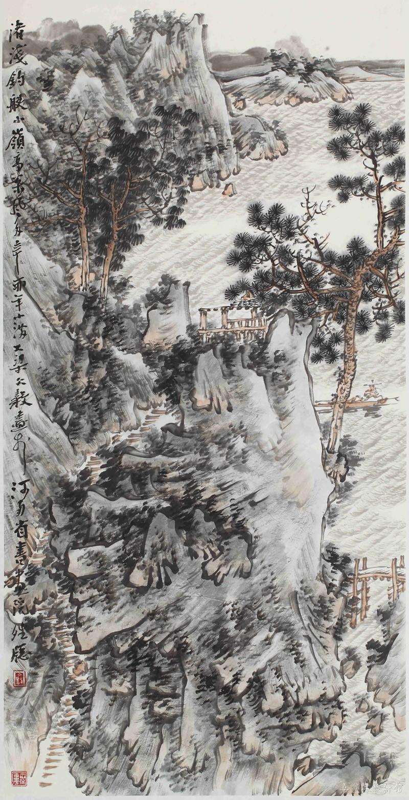 渚浅钓艇小 岭高松风多 168cmx68cm_缩图