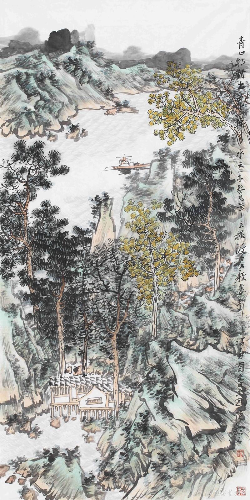 青山相对出 兰棹水天闲136x68cm 缩图