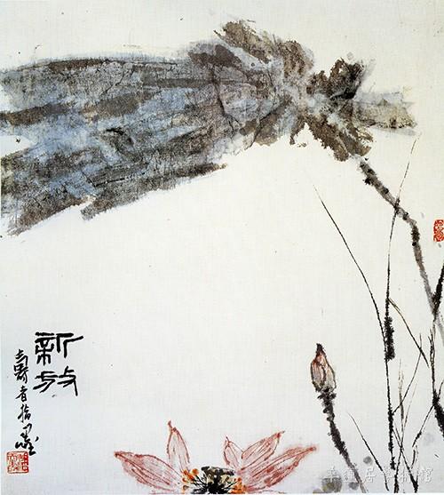潘天寿《新放图轴》1963年，生宣纸、设色指墨 60×53.3cm