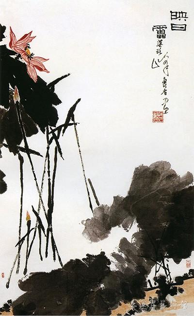 潘天寿《映日图轴》1964年，生宣纸、设色 161.5×99cm
