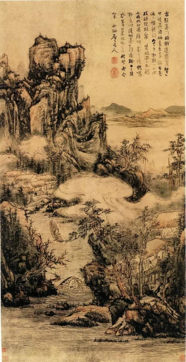 清 髡残 结社林泉图 立轴 纸本 水墨 淡设色 纵120．1厘米 横61．4厘米 （日）泉屋博古馆藏.webp