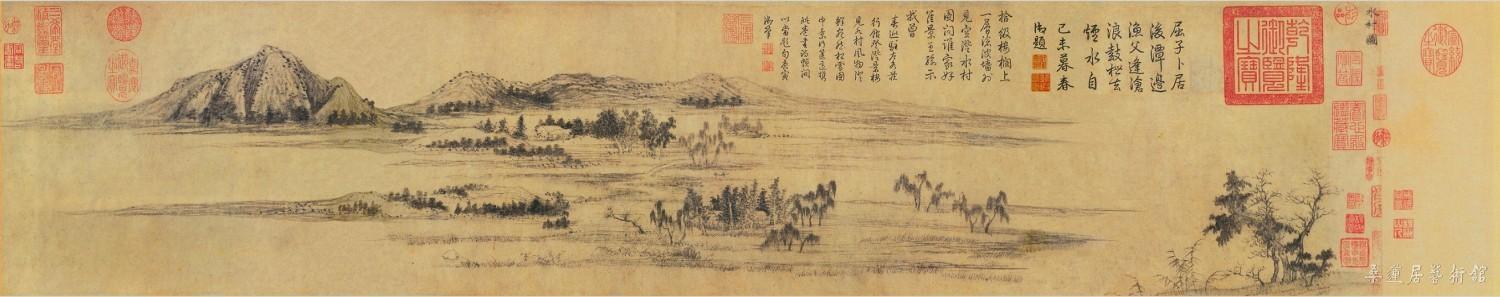 赵孟頫 水村图 纸本设色 24.9×120.5厘米 北京故宫博物院藏 局部