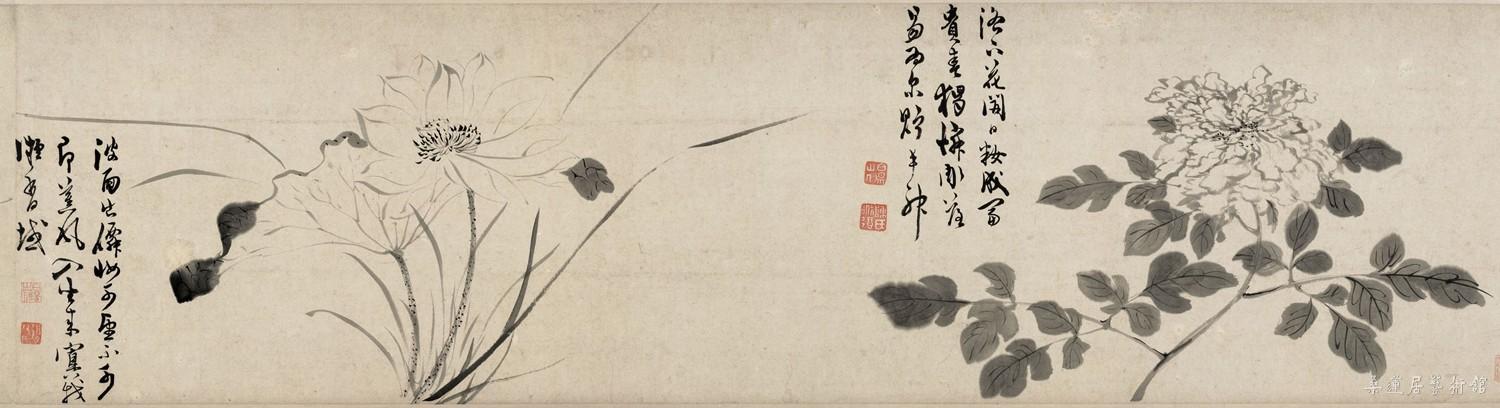 陈淳 花卉图卷 纸本墨笔 32.5×503厘米 天津博物馆藏 局部
