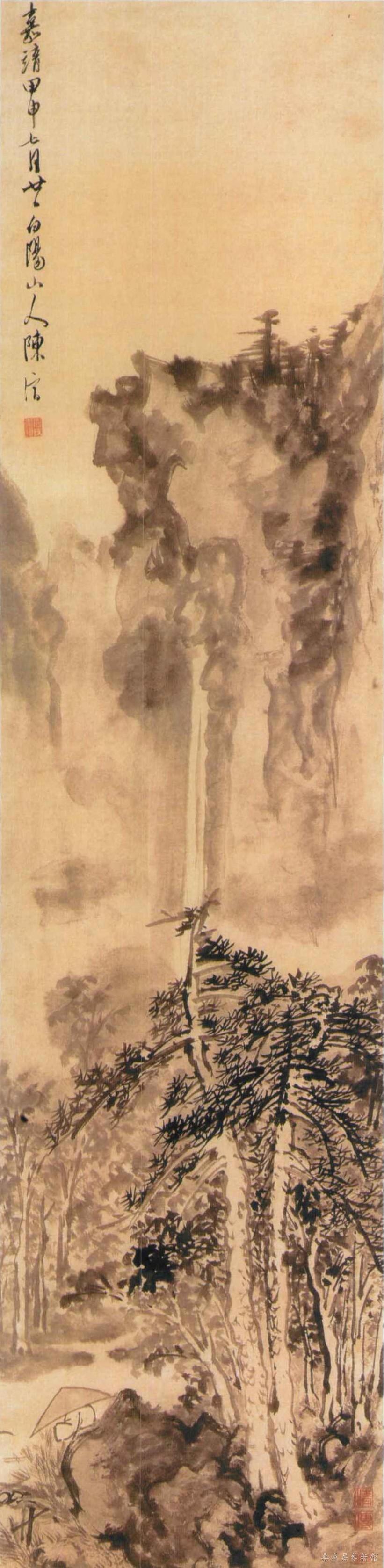 陈淳 松溪风雨图 122.5×31.57cm 纸本墨笔 1524年 上海博物馆藏