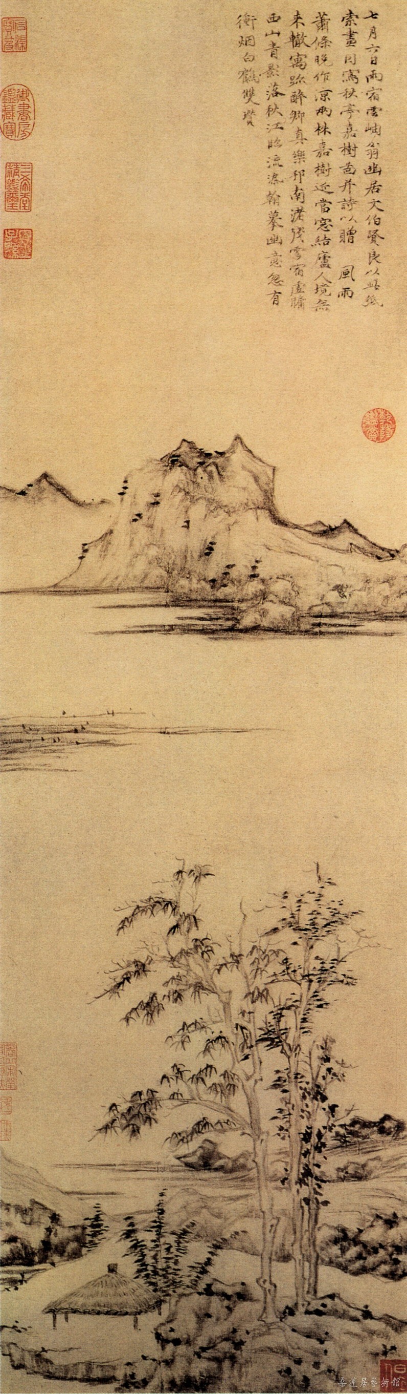 倪瓒 筠石乔柯图 1372年 67.3×36.8cm 美国克利夫兰艺术博物馆藏.jpg