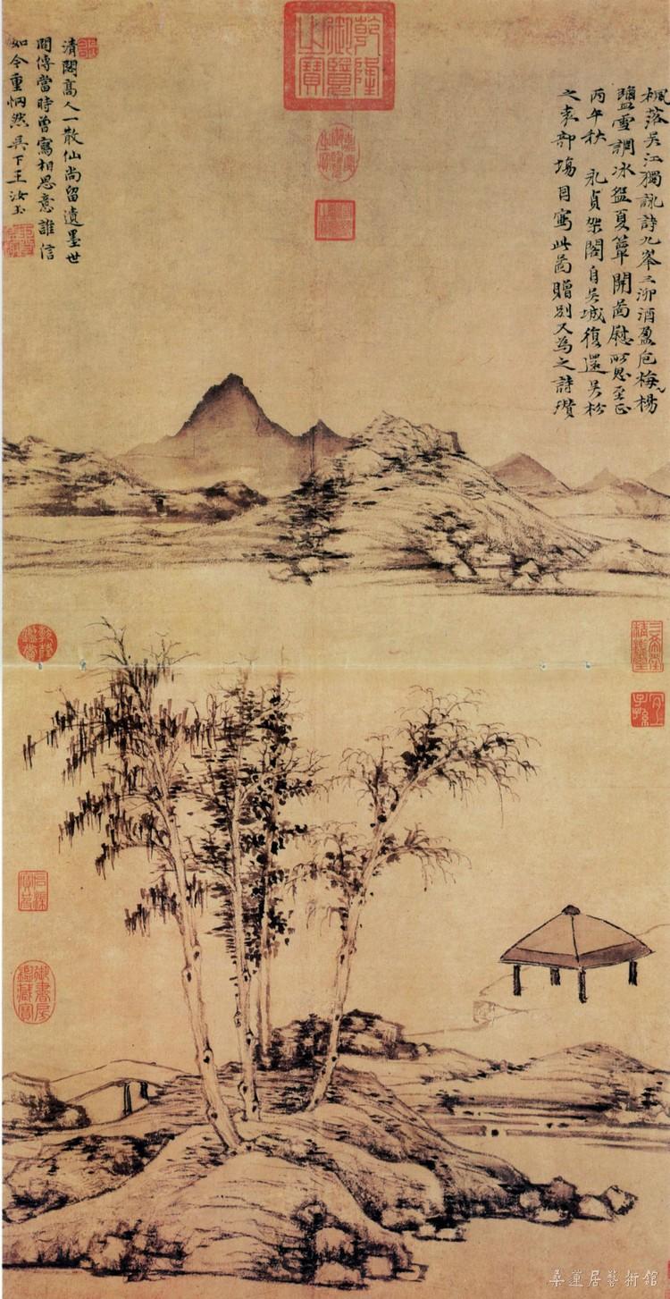 倪瓒 枫落吴江图 立轴纸本 台北故宫博物院藏