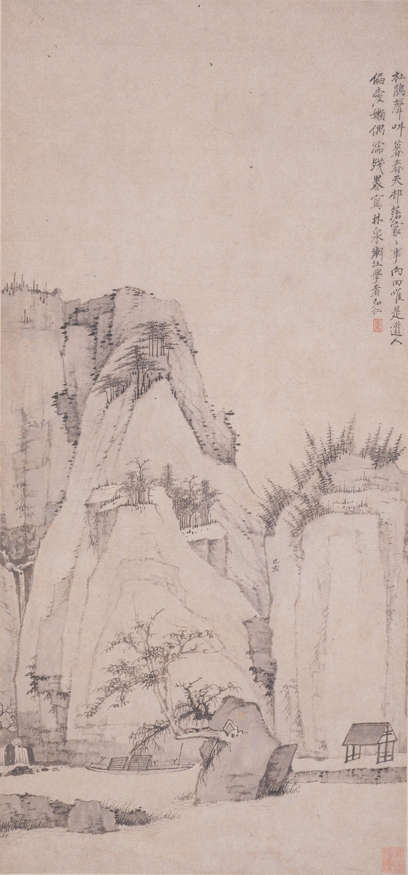 清 弘仁 林泉春暮图轴 缩图