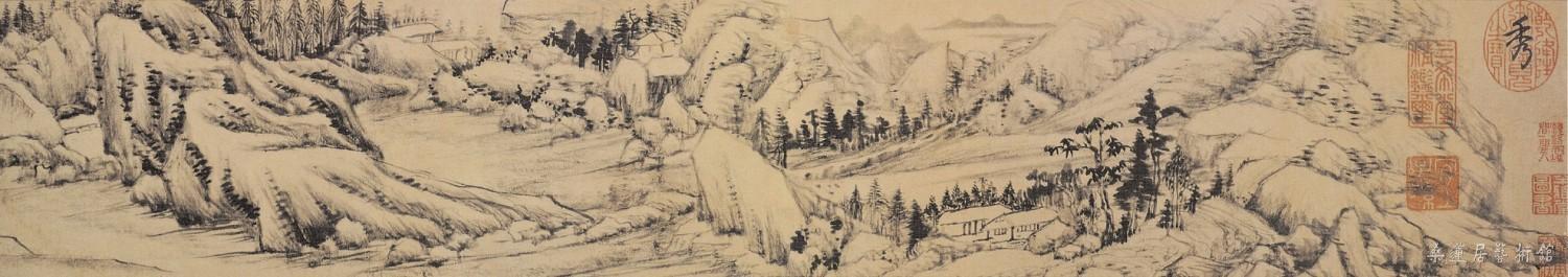 明 董其昌关山雪霁图 局部1