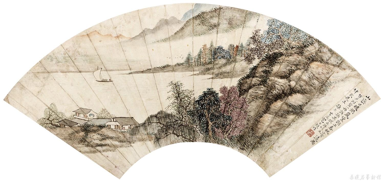 包公超 山水 49×18cm 设色纸本镜片