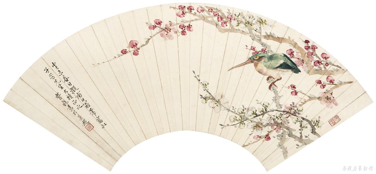 蔡铣 花鸟 18×52cm 设色纸本镜片