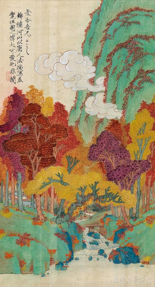 于非闇 秋山红树图 74×40cm 绢本设色 缩图