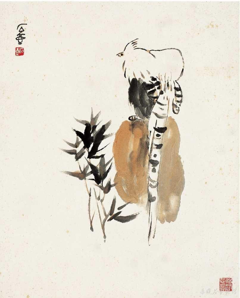 陈子庄（1913～1976） 竹石锦鸡图