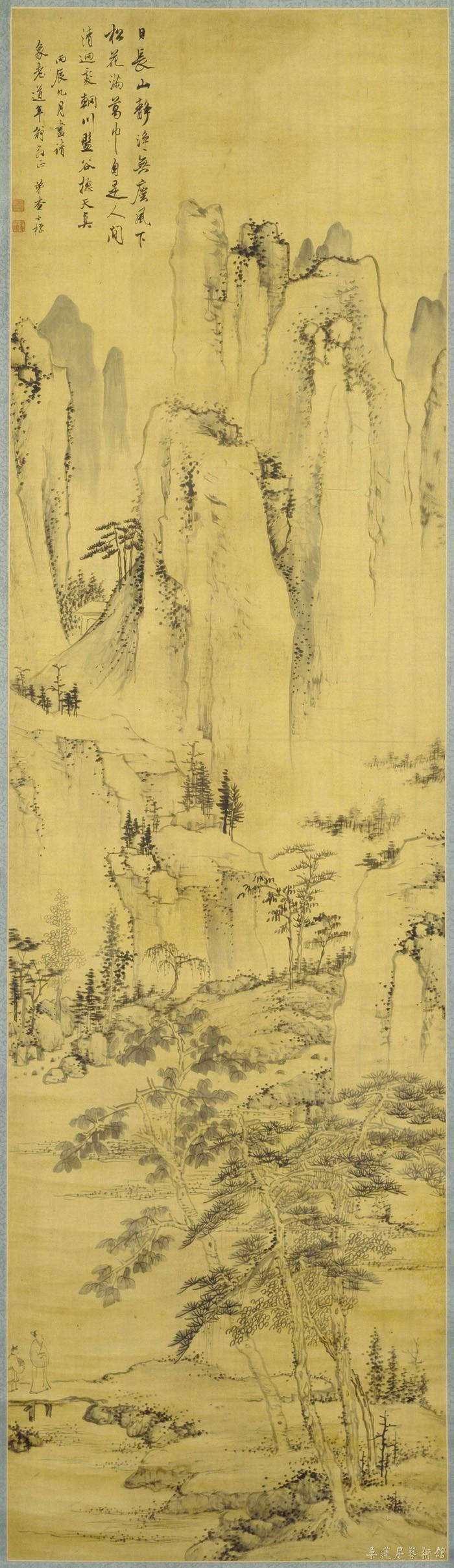 查士标 《日长山静图》轴 墨笔绫本 179.3×5034cm 北京故宫博物院藏 副本2