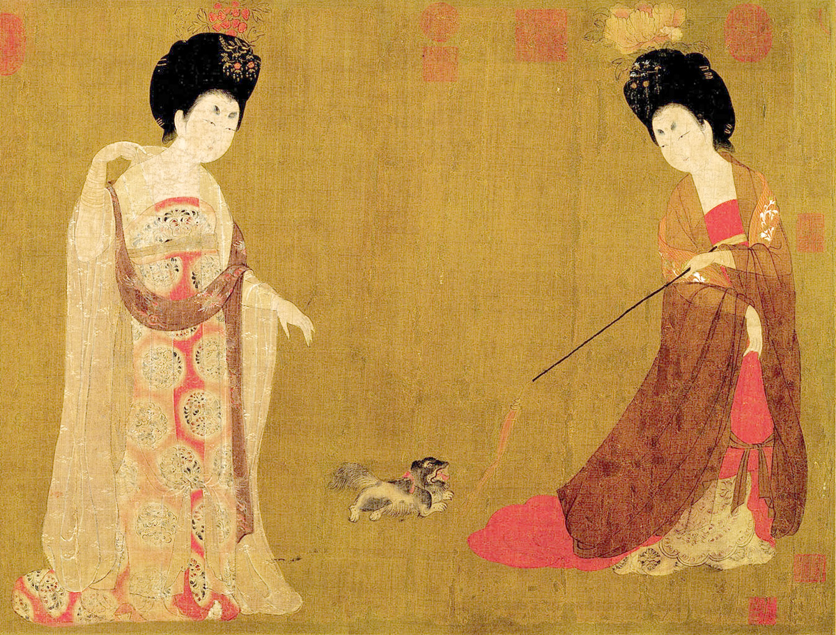 唐 周昉 簪花仕女图卷 绢本设色 46×180厘米 辽宁博物馆藏 局部