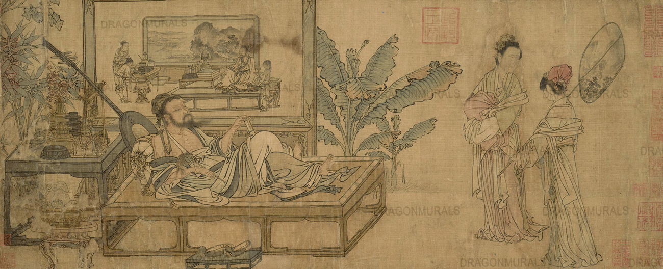 元 刘贯道 消夏图 绢本设色 29.3×71.2cm 美国纳尔逊-艾特金斯艺术博物馆藏 副本
