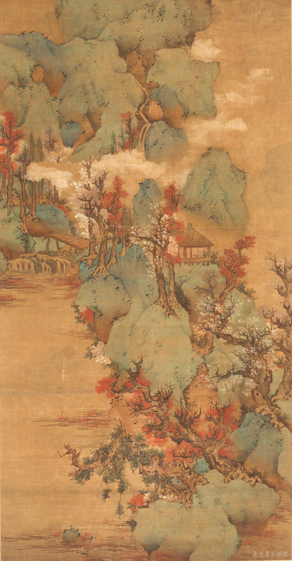 b08 明 蓝瑛仿张僧繇山水图 轴 绢本设色 纵177厘米 横92厘米无锡博物院藏