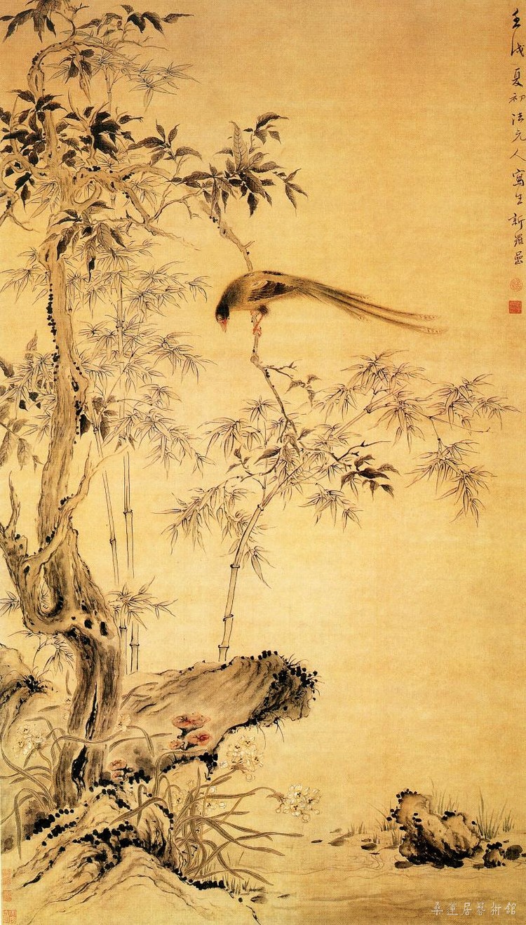 华喦 桂树绶带图 立轴 绢本设色 纵168.9厘米 横99厘米 上海博物馆藏