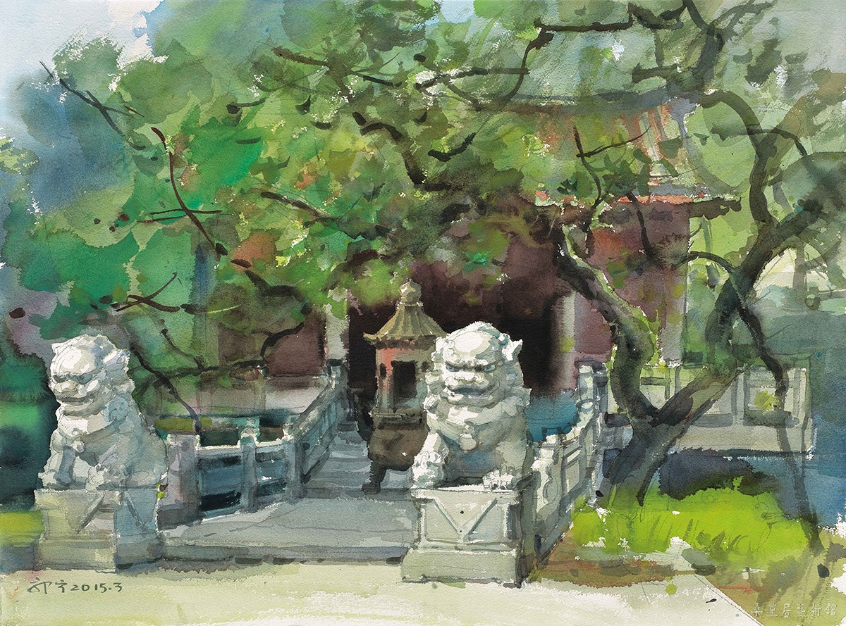 郭宁《清源山之三•三清殿》水彩画