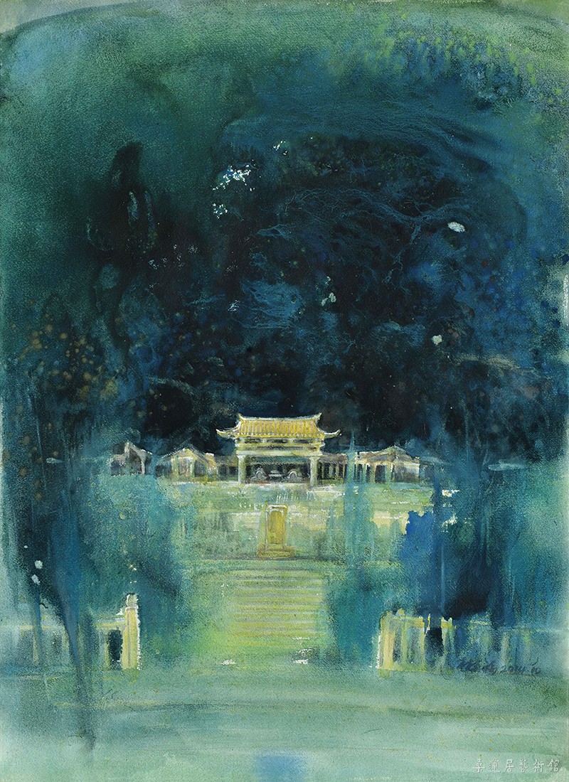 林再福《灵山圣墓》水彩画