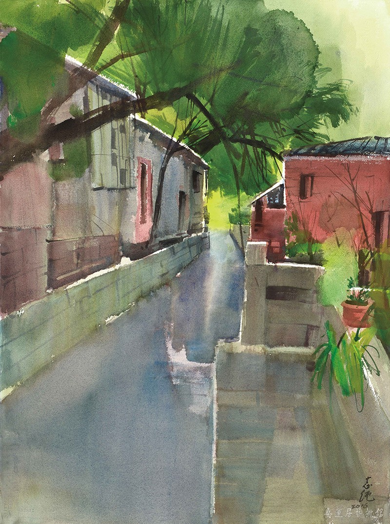 孙志纯《李贽故居》水彩画