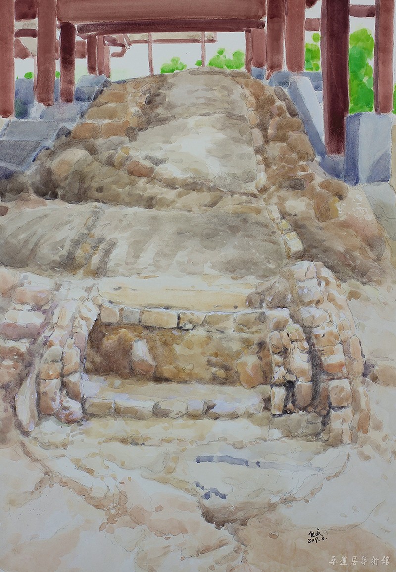 吴自成《磁灶窑系-金交椅山窑址》水彩画