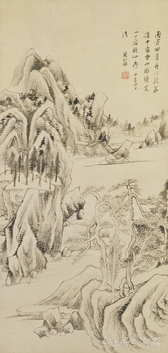 董其昌 佘山游境图 纸本墨笔 98.4cm×47.2cm 北京故宫博物院藏