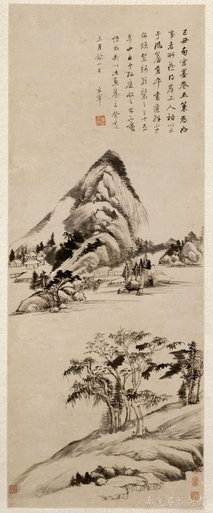 《墨卷传衣图》轴，明，董其昌绘，纸本，墨笔，纵101.5cm，横46.3cm 故宫博物院藏