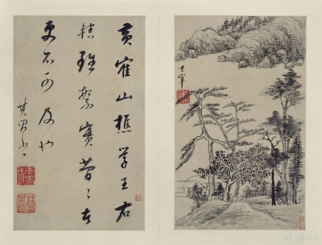 董其昌《山水画》册，10开，纸本水墨，每开纵20.1cm，横12.4cm 北京故宫博物院藏 （第四开）