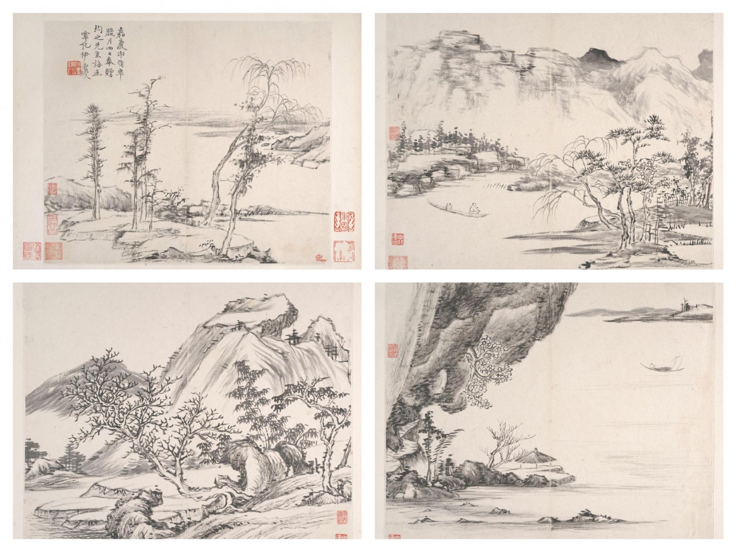 清 伊秉绶《山水画册》 美国大都会博物馆藏
