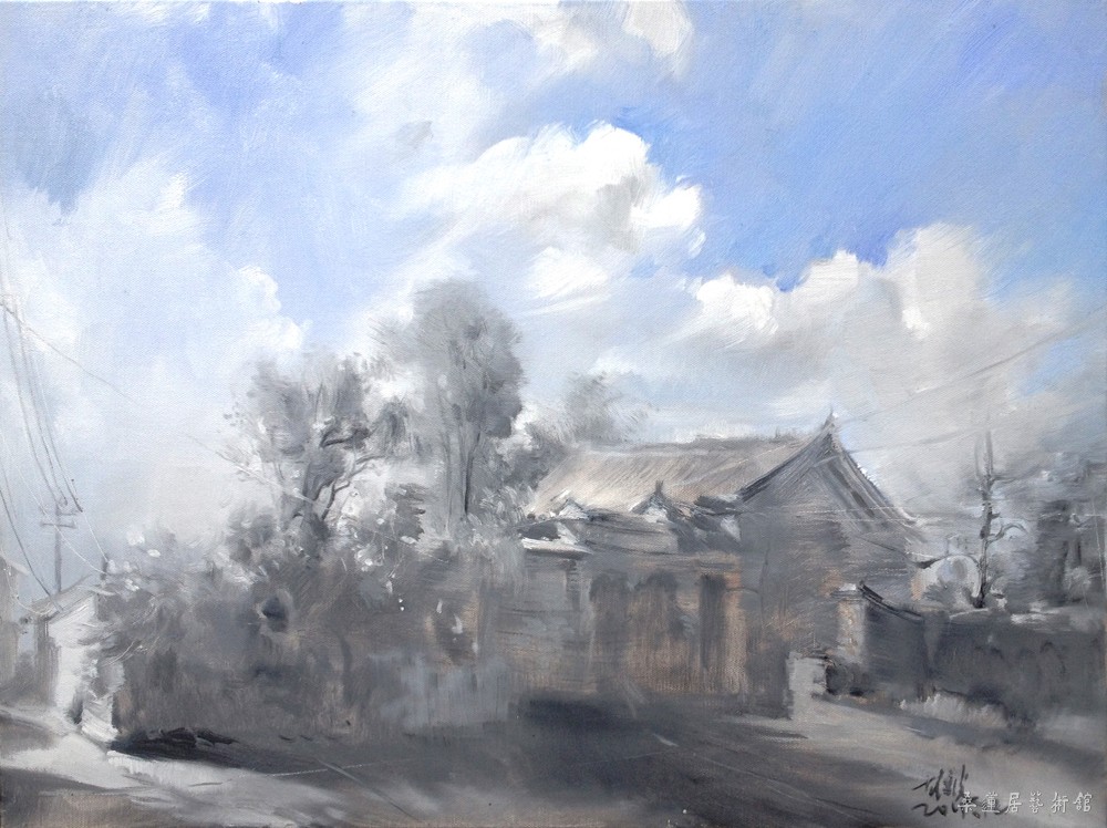 10周雄波，油画《三文笔古镇》尺寸6080cm 缩图