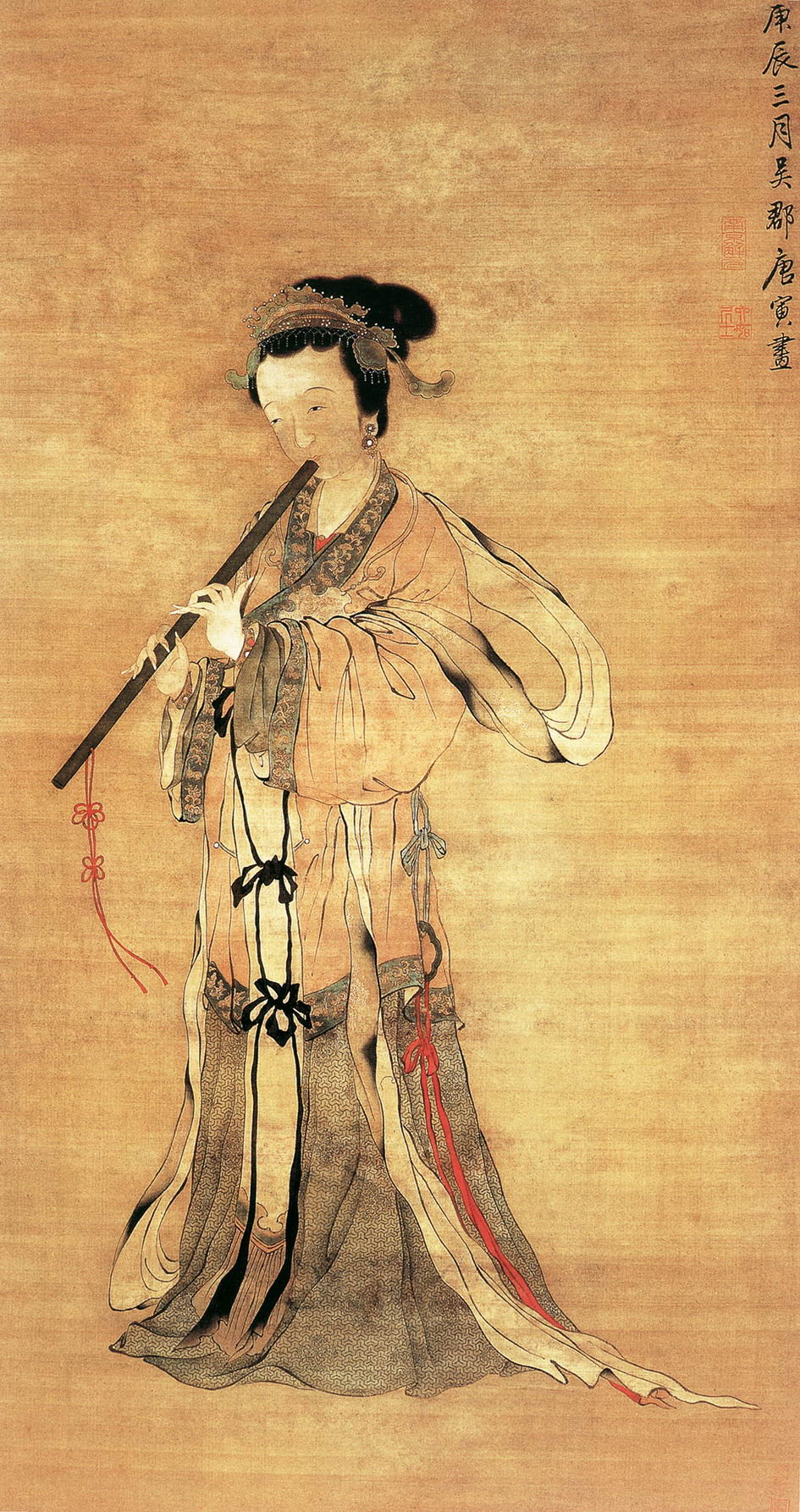 唐寅 吹箫图 绢本设色 164.8×89.5cm 南京博物院藏