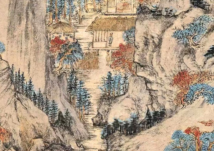 元 王蒙 《葛稚川移居图》轴 设色纸本 139×58cm 故宫博物院藏 局部8 缩图