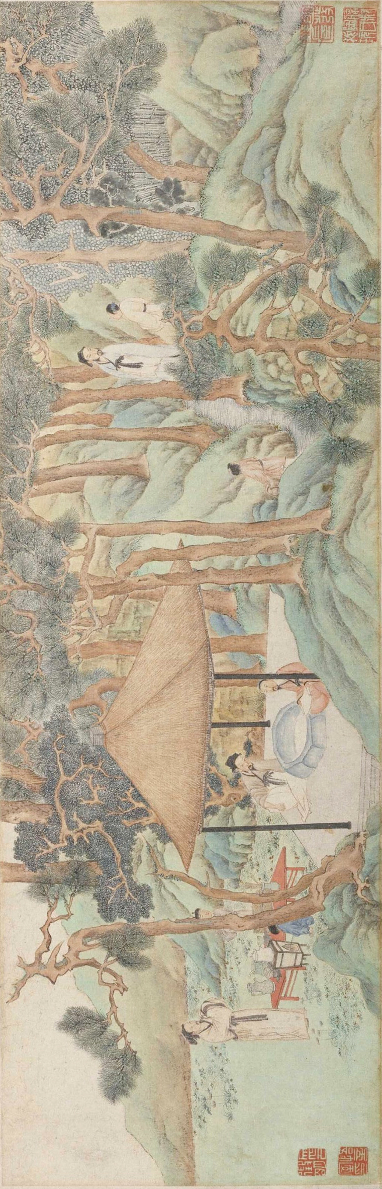 《惠山茶会图》卷 旋转
