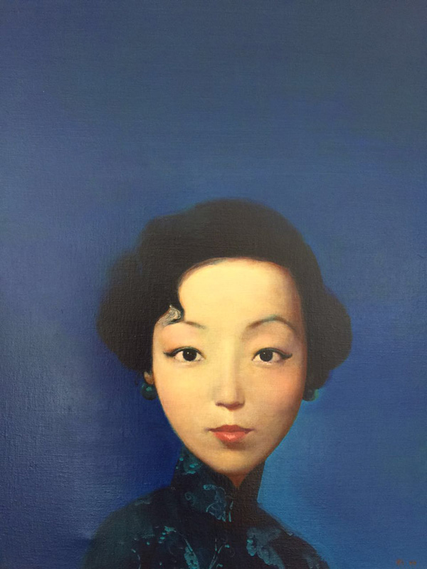 姚谦收藏的画作《张爱玲》，刘野作品。