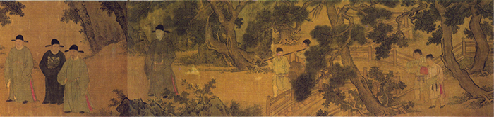 明 谢环 杏园雅集图（全卷）3 绢本设色 37×401cm 镇江博物馆藏 缩图