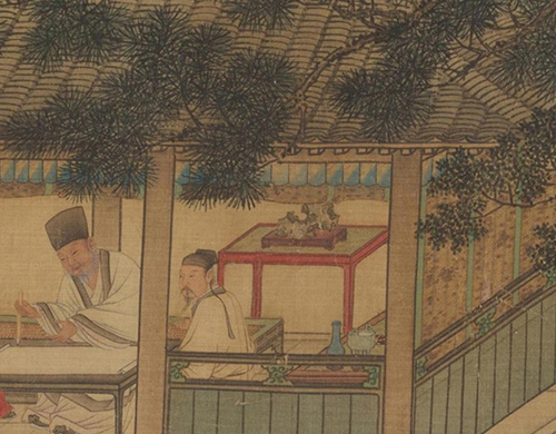 明 谢环 香山九老图 绢本设色 29.8x×148.2厘米 美国克利夫兰美术馆藏 奇石部分 缩图