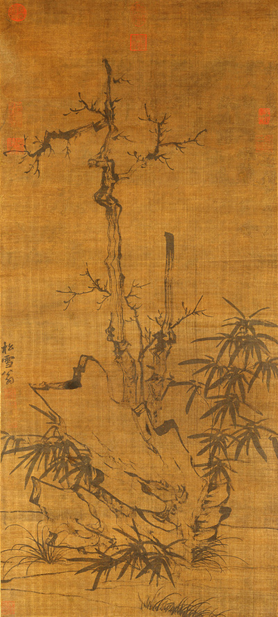 赵孟頫 枯木竹石图轴 元，绢本墨笔，纵108.2厘米，横48.8厘米，故宫博物院藏 副本缩图