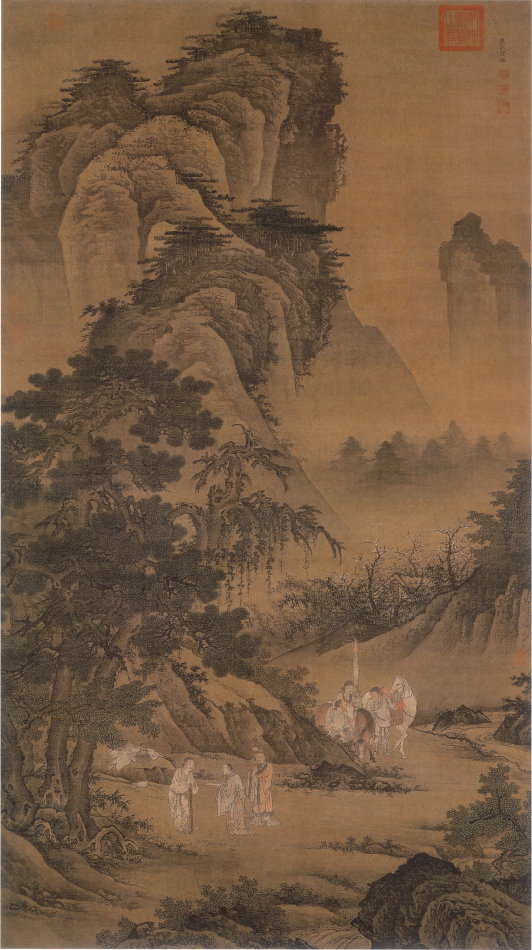 明 倪端 《聘庞图》轴 绢本设色 163.8×92.4cm 北京故宫博物院藏3