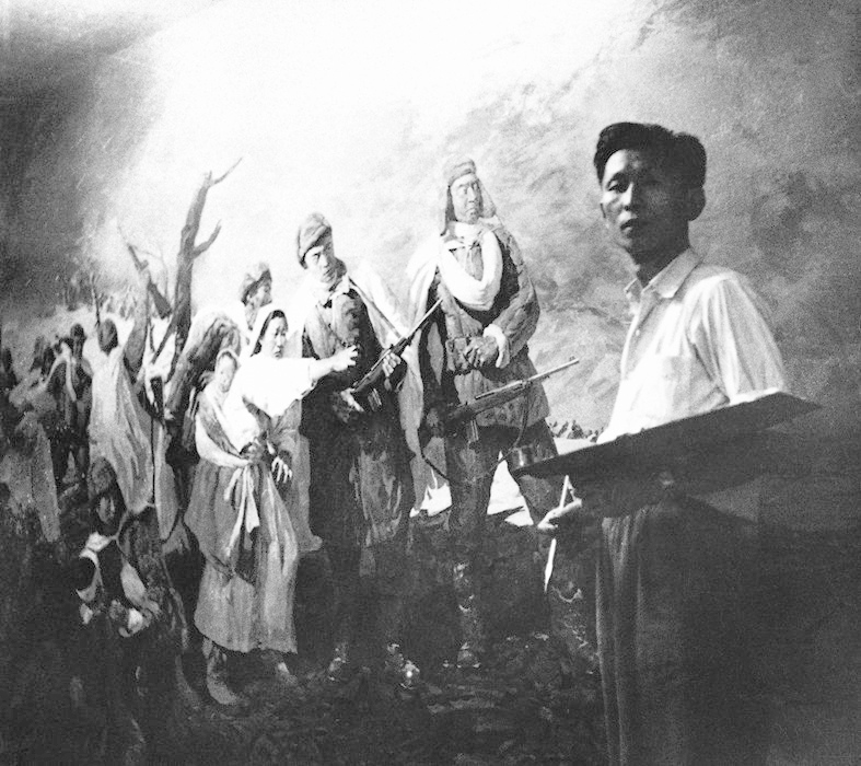 1951年，董希文在大雅宝期间创作油画《抗美援朝》。副本