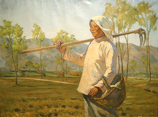陆国英《女社员下地》 103cm×139cm 布面油画 1957年 副本 缩图